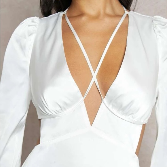 SATIN PLUNGE DRESS - Picture 3 of 3